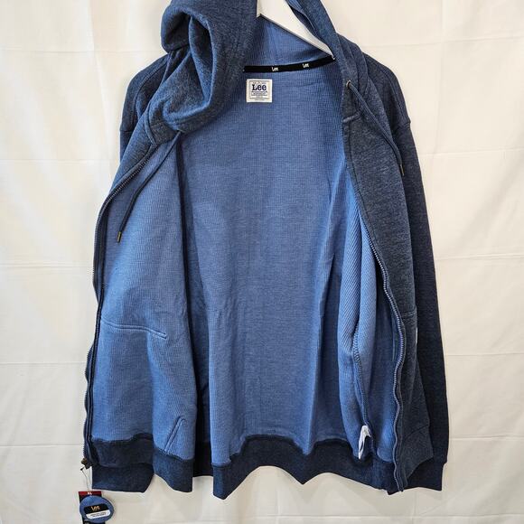 Lee Workwear Men's Thermal Fleece Sweatshirt Full Zip Hoodie Blue XL - Picture 2 of 8